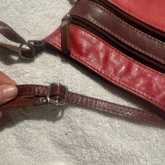 Florence leather cross body bag red brown read - Picture 14 of 15